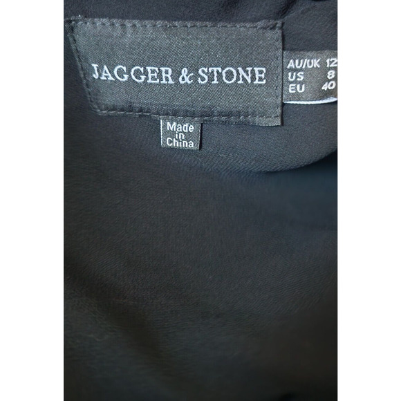 Jagger & Stone Liv Black Satin Balloon Long Sleeve Peasant Mini Bodycon Dress 8 - Picture 6 of 6